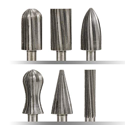 High Speed Steel Rotary Burrs 6mm Shank for Metal Engraving/Grinding Files 1Set(C Type)