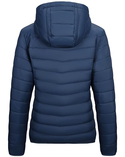 Image of Outdoor Ventures Women's Packable Lightweight Full-Zip Puffer Jacket with Hood Quilted Winter Coat