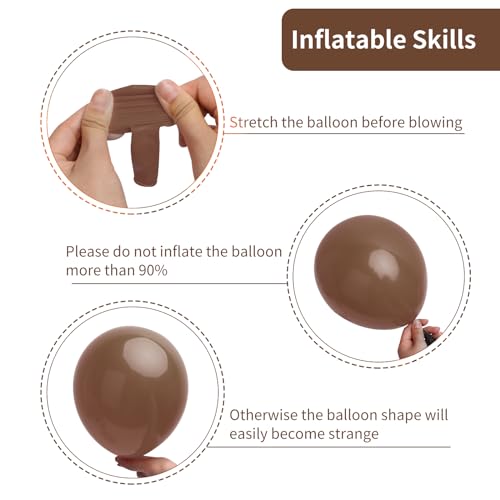 Image of RUBFAC Brown Balloons, 129pcs Different Sizes 18 12 10 5 Inches for Garland Arch Kit, Premium Boho Coffee Brown Latex Balloon for Birthday Party Graduation Wedding Anniversary Baby Shower Decoration
