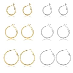 6 pairs Gold and Silver 20mm25mm30mm
