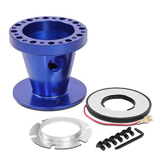 Auto Dynasty 6-Bolt Pattern Steering Wheel Hub Adapter Boss Kit Compatible with Ford F150 F250 F350 Ranger 92-97, Billet Aluminum, Blue