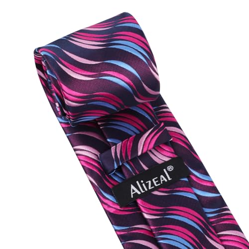 Image of Alizeal Mens 3.15'' Gradient Novelty Pattern Tie Set with Pocket Square Casual Color Tie Set