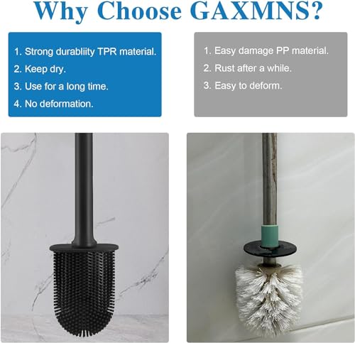 Gaxmns MTS Silicone Toilet Brush And Holder Bendable Efficient Cleaning Wall Mounted Toilet Bowl Brush thumb #3