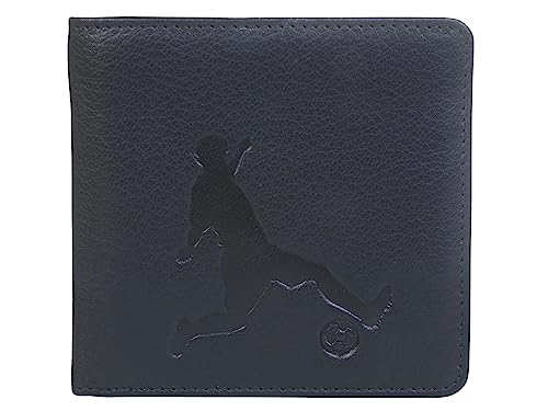 Portefeuille sport en cuir véritable noir RFID ultra plat homme