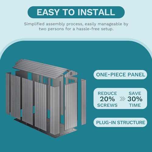 image for Patiowell 4x8 FT Plastic Outdoor Storage Shed with Floor, Resin Outsid