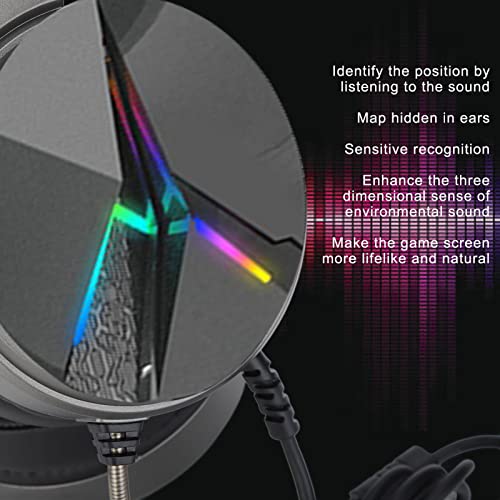 Gaming Headset, 7.1 Surround Sound Bedrade Over Ear Hoofdtelefoon met Noise Cancelling Microfoon, Kleurrijke RGB Lichten, Geschikt voor PC, voor PS4, voor PS5 Host, voor Laptop - Afbeelding 4