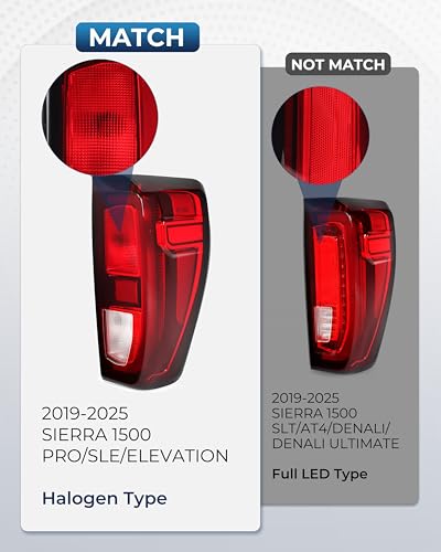 Image of Halogen Tail Lights For 2019-2026 GMC Sierra 1500 /2500HD /3500HD Right | Sierra PRO /SLE /Elevation Taillights with Bulbs and Harnesses Right Passenger Side, OEM:GM2801309 84968737