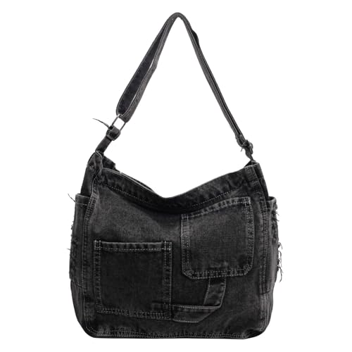 Y2K Denim Crossbody Bag for Women, Lightweight Canvas Purse for Travel Daily Use