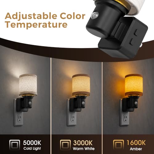 Image of L LOHAS LED Night Lights Plug into Wall,Linen Fabric Cylinder Night Light