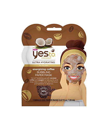 Yes To Coconut Energizing Coffee Bubbling Paper Mask - Single Use | For Dry Skin | Coconut, Coffee a - //coolthings.us