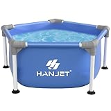 Hanjet Steel Frame Pool Rahmenpool PE Schwimmbecken Aufstellpool Gartenpool Sommer Swimingpool Stahlrahmenpool Planschbecken für Außenbereich Hinterhof, rund, Blau (Ø152x38cm)