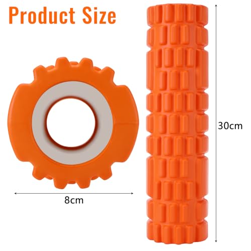 Rouleau de Massage, Foam Roller pour Soulager les Tensions Musculaires et la Pression dans le Dos, la Colonne VertéBrale et Les Jambes. Revitalisez Votre Corps 30×8cm (Orange) – Image 3