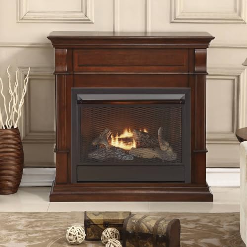 Image of Duluth Forge Ventless Liquid Propane Gas Fireplace with Mantel - 26,000 BTU, Remote Control, Auburn Cherry Finish - Model# DFS-300LR-3AC