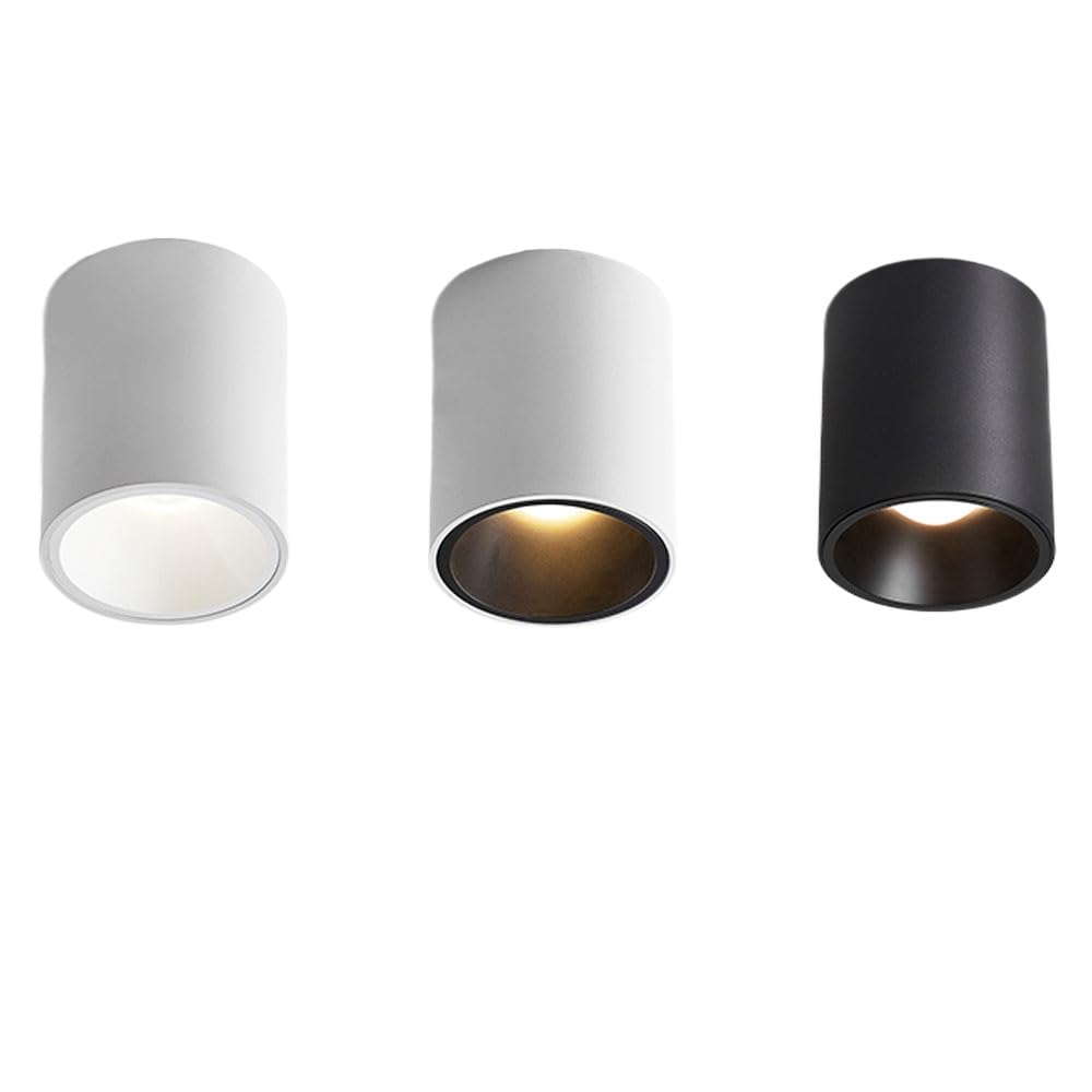 Foco Moderno Impermeable de 20 W para Interiores Ducha baño Inodoro Foco cilíndrico de Techo IP65 Montaje en Superficie luz descendente Dormitorio,Luz Negra cálida 3000K