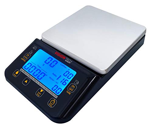 VisionTechShop VKC-3 Coffee Scale with Timer, Hand Drip Coffee Scale, Stainless Steel Plate Kitchen Food Scale, LCD Display with Backlight, 3000g/99.05oz Capacity, Batteries, USB Cable-C Included