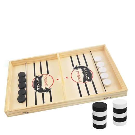 Brettspiel Hockey, Katapult Brettspiel,Bouncing Brettspiel,Fast Sling Puck Game,Tisch Hockey Brettspiel,Katapult Schach,Bouncing Chess Hockey Game,Puck Spiel Holz (Schwarz)