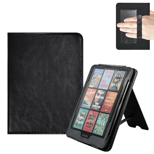 E NET-CASE Case for 7"/6.8" Kindle Paperwhite(12th/11th Generation-2024/2021) and Kindle Colorsoft Signature Edition, Folio for Kindle Paperwhite 2024 with Auto Sleep/Wake, Foldable Stand (Black)
