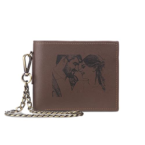 Dad Wallets Father's Day Gifts Personalized Photo Wallet for Men Initial Monogram Name Wallet Custom Picture Leather Slim Bifold Wallet Father Day for Grandpa Husband