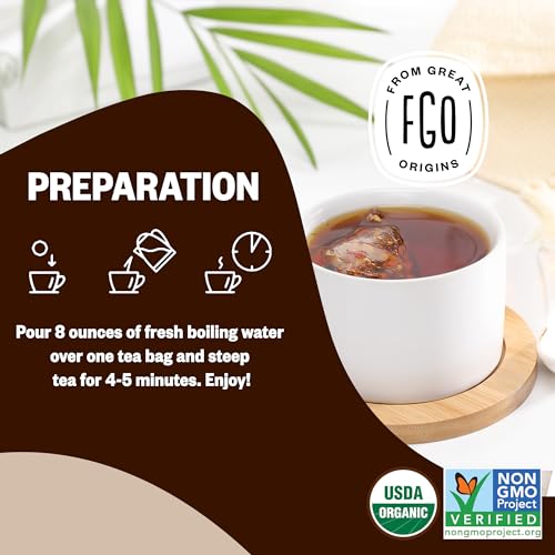 Image of FGO Organic Chai Tea, 100 Count, Eco-Conscious Tea Bags, Resealable Bag, Packaging May Vary (Pack of 1)