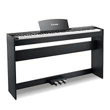 【Full-Weighted 88 Key Keyboard】The DDP-50 full-size digital piano features 88 independent hammer action keys and adjustable velocity response, simulating the touch of a real piano, allowing both beginners and advanced players to enjoy a high-quality ...