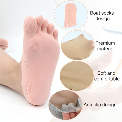 Image of 5 Pairs Toe Separator Socks, Orthopedic Split Toe Socks in 5 Colors Nylon Bunion Foot Alignment Socks with Invisible Design Compression Toe Five Finger Socks for Women