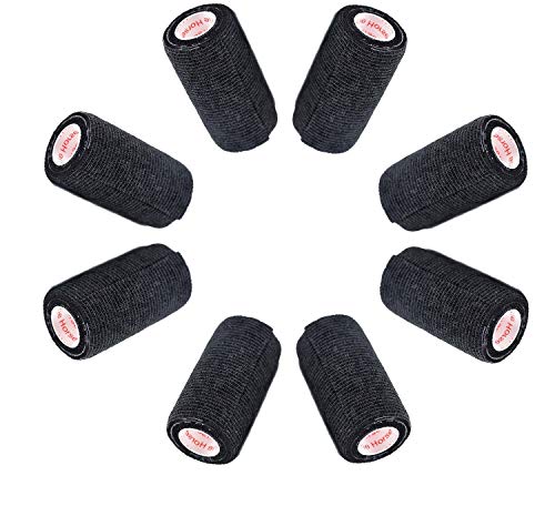 Image of 4 Inch Vet Wrap Tape Bulk (Black) (Pack of 12) Self Adhesive Adherent Adhering Flex Bandage Grip Roll for Dog Cat Pet Horse