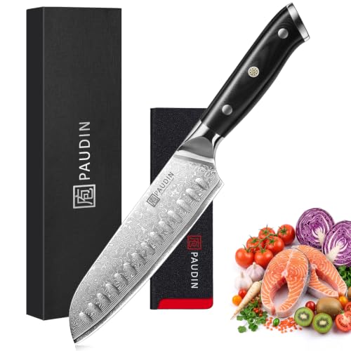 PAUDIN Damast Santokumesser Kochmesser 17cm, profi messer – Ansicht 1