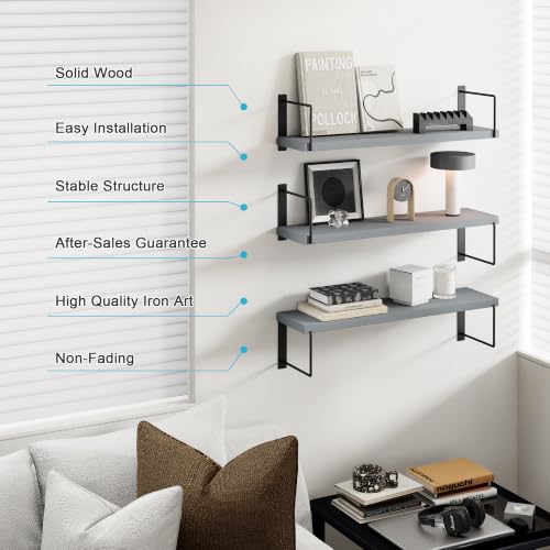 Image of Floating Shelves, 17 In Bookshelves for Room Wall, Shelves on Wall (Grey)