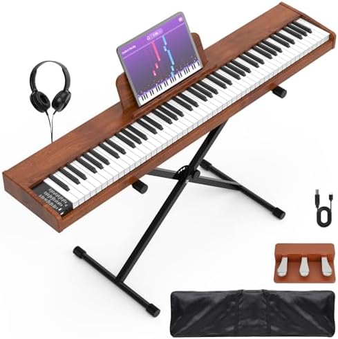 88 Key Digital Piano Keyboard,88 Key Full Size Weighted Hammer Action Electric Keyboard Piano with 200 Rhythms,200 Tones, Piano Keyboard with Stand, TriplePedal,Headphone, Carrying Bag 88 Key Digital Piano Keyboard,88 Key Full Size Weighted Hammer Action Electric Keyboard Piano with 200 Rhythms,200 Tones, Piano Keyboard with Stand, TriplePedal,Headphone, Carrying Bag