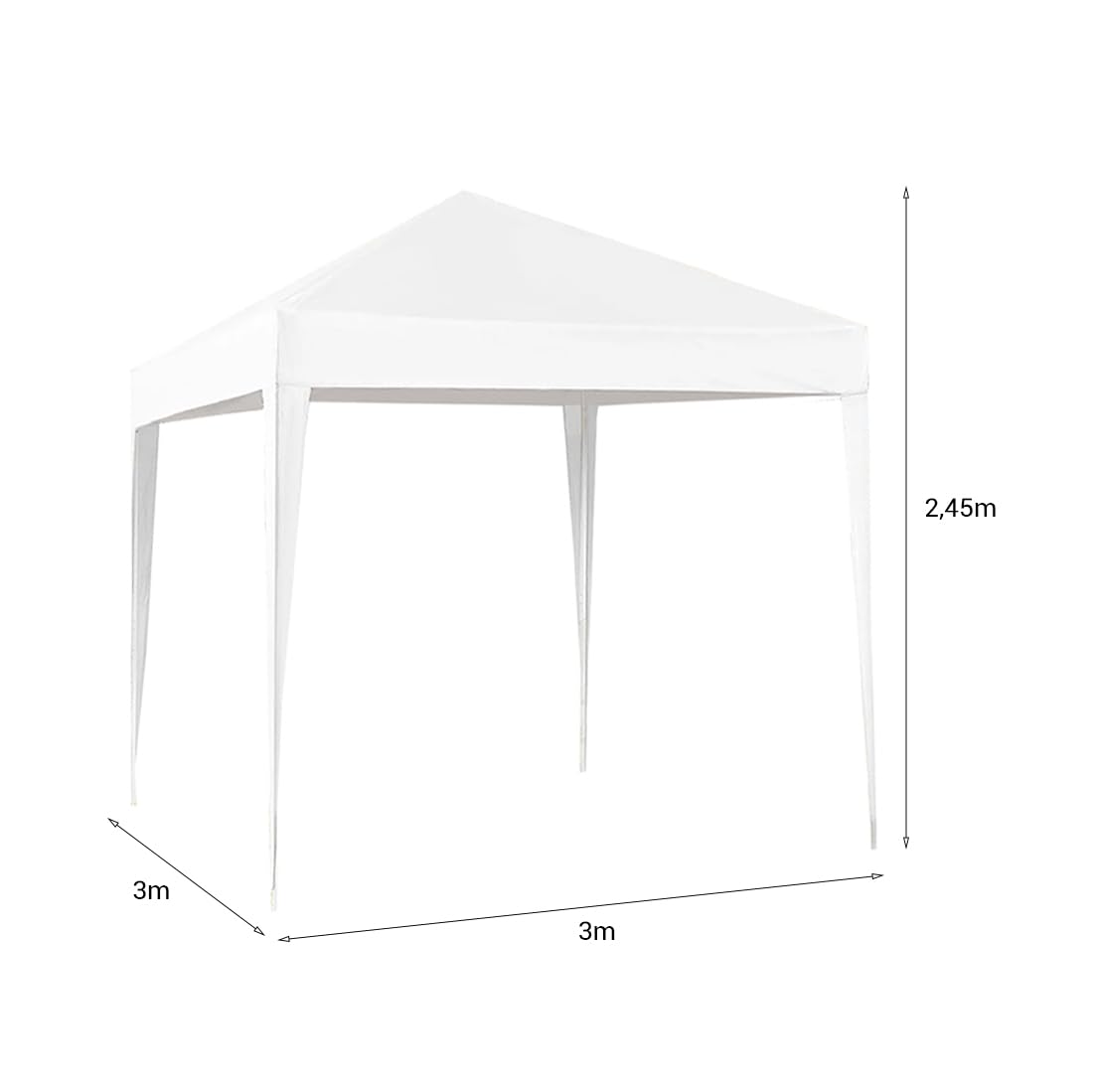 Acomoda Textil - Cenador Blanco Desmontable de Fácil Instalación y Transporte 3x3 Metros. Carpa Jardín para Camping y Fiestas de Exterior, Resistente al Sol, Estable y Duradero
