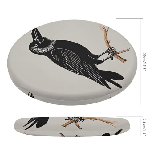 Coussin de sol de méditation en mousse mémoire de forme avec illustration corbeau artistique