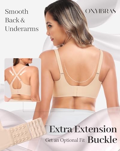 Image of Smooth V Jelly Bras for Women No Underwire Seamless Plunge Bralettes T Shirt Sleep Everyday Bra with Bra Extender