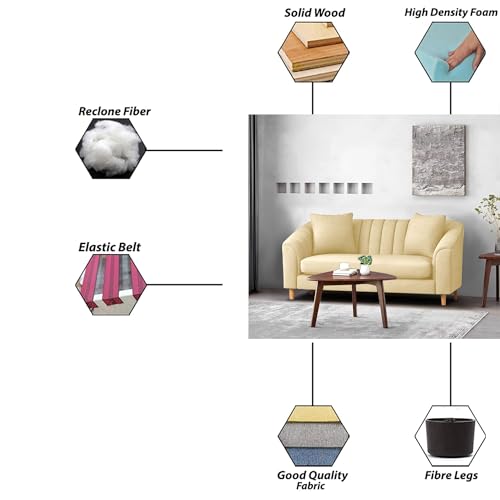 Image of Doraldo 2 Seater Sofa Set for Living Room (Cream) Premium Fabric Sofa