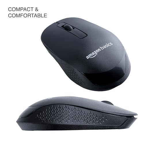 Image of amazon basics Wireless Mouse | 2.4 Ghz with USB Nano Receiver | Compatible with PC & Laptop (Black)