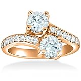 Pompeii 1 1/2 cttw Forever Us 2-Stone Diamond Engagement Forever Us Ring 14k Rose Gold - Size 7