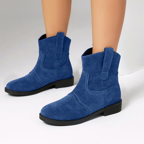 Ankle Boots For Women Low Heel Women's Mid Calf Boot Almond Round Toe Chunky Heeled Comfort Dressy Slouchy Booties The Western Cowgirl Bootie Fashion2