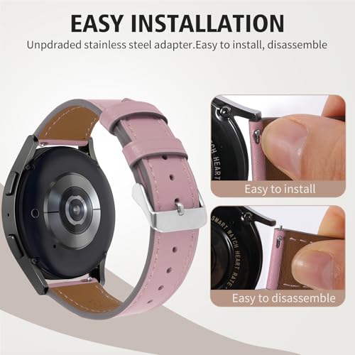 Italy Genuine Leather Watch Bands Men Women Compatible with Samsung Galaxy Watch Band, 20mm 22mm Lugs Watch Straps, Quick Release Wear-resistant Sweat-Resistant Smartwatch Replacement Strap