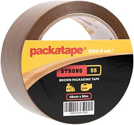 Packatape Packing Tape Strong 5 Rolls Brown Packaging Tape 48mm x 50m Ideal for Parcel, Packing, Packaging, Storage Cardboard Boxes