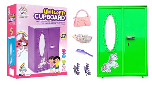 BKDT Marketing Unicorn Cupboard Toy, Pretend Play Almira for Kids, 15.5 cm Height- Festival Gifts,Diwali Gift