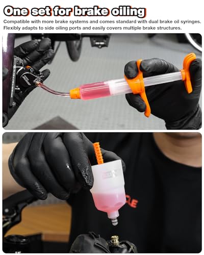 Image of Brake Bleed Kit for Shimano, TEKTRO, TRP Hydraulic Disc Brakes, Bike Brake Bleed Kit with 150ml Mineral Oil, 10 Brass Connectors, Visual Oil Cup & Storage Base