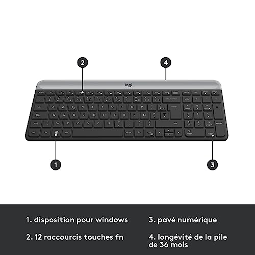 Logitech MK470 Combo Clavier et Souris sans Fil pour Windows, 2,4 GHz avec Récepteur USB Unifying + Logitech Brio 300 Webcam Streaming Full HD avec confidentialité, Micro à réduction de Bruit