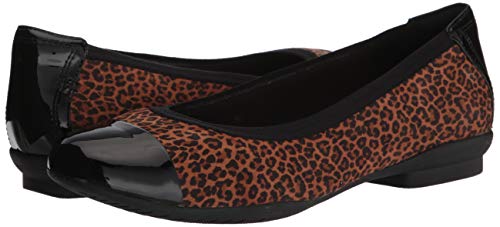 Clarks Womens Sara Orchid Ballet Flat, Dark Tan Leopard Suede, 8.5 Us #TOP6