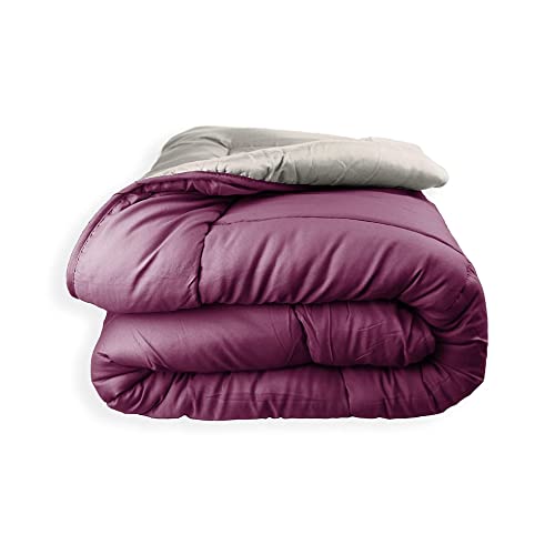 Acomoda Textil - Edredón Nórdico Reversible. Relleno Nórdico Microfibra 250 gr/m². Edredón Bicolor Cálido y Ligero de Invierno. (Vino/Tierra, 180x260)