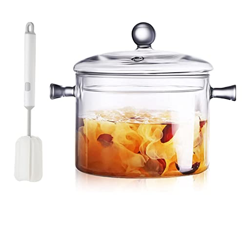 Comparison: Best Pots And Pans For Electric Stoves 11 AEFPOYMXU Clear Glass Simmer Pot for Stove Potpourri Cooking Saucepan with Cover Cookware Set Heat-Resistant Stovetop Pot And Pan with Lid, Soup, Milk, Baby Food,Fruit and Spices 1.5L/ 50 FL OZ