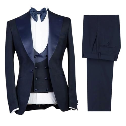 Mens Wool Tweed Suit 3 Piece One Button Peak Lapel Tuxedo Formal Party Set4