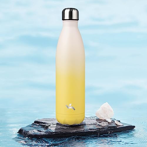 Image of Konokyo Insulated Water Bottles,25 oz Double Wall Stainless Steel Vacumm Metal Flask for Sports Travel,Lemon