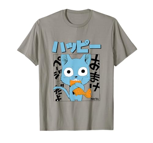 Fairy Tail Manga Happy Eating Fish Anime T-Shirt