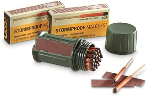UCO Waterproof Fire Starter Matches Windproof with Stormproof Match Case, Camping, Emergency Survival Kit Supplies, 75 Count