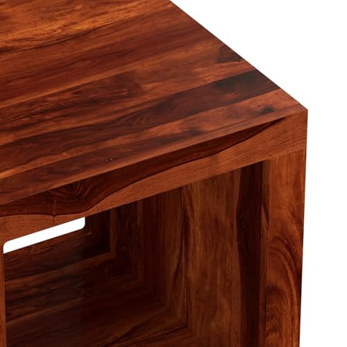 Image of Amazon Brand - Solimo Areeglar Side Table with Bottom Shelf for Home (Sheesham Wood, Honey Finish)