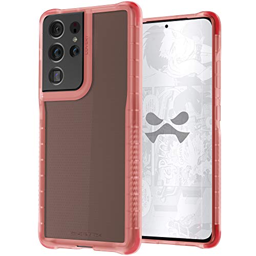 Image of Ghostek Covert Pink Samsung Galaxy S21 Ultra Case for Women Clear Protective Phone Covers Durable Slim Fit Shockproof Silicone Design Protection Designed for 2021 S21Ultra 5G (6.8 Inch) (Pink)